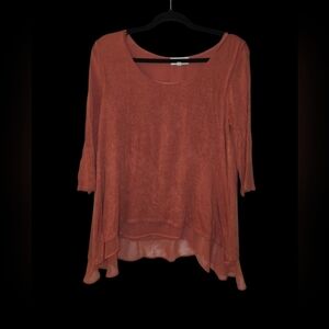 Cloud Chaser Women's Coral Blouse, Size Large, Sheer/solid